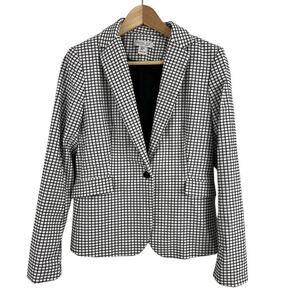 Rachel Zoe Plaid Blazer Jacket Black White Women Size Medium